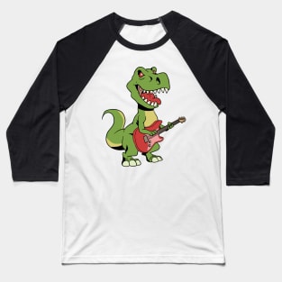 Cartoon TREX plays electric guitar Baseball T-Shirt